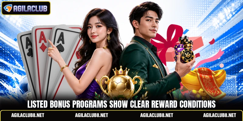 Listed bonus programs show clear reward conditions