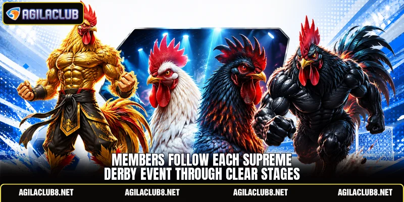 Members follow each supreme derby event through clear stages